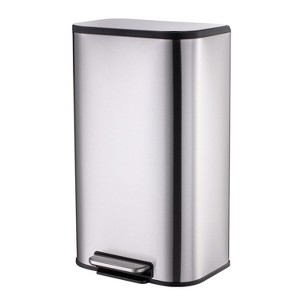 GustoWave Trash Can, Slim Rectangular Step-On Stainless Steel Garbage Can for Kitchen Dining Room - 1 of 4