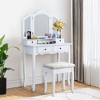 NicBex Vanity Desk with Mirror 31" Vanity Table with Tri-fold Mirror, European Style Makeup Vanity with 4 Drawer and 1 Upholstered Stool - 2 of 4