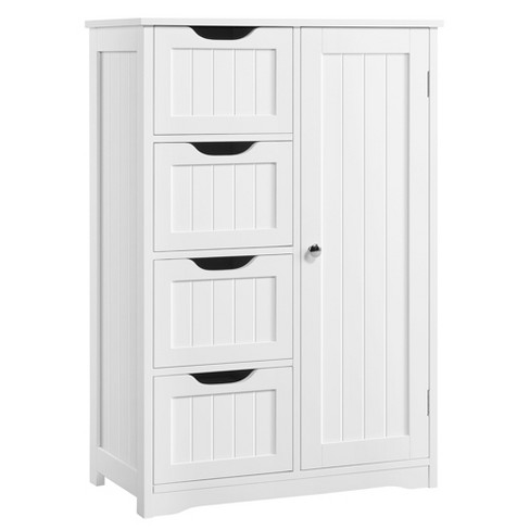 Yaheetech Wooden Bathroom Floor Cabinet With 4 Drawers White : Target