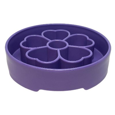 Pink Flower Design Slow Feeder Dog Bowl