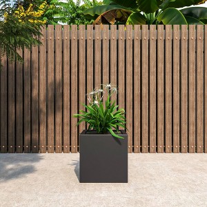 LeisureMod Fern Fiberstone Square Planter Pot with Drainage Holes, Weather-Resistant for Indoor/Outdoor Use - 1 of 4