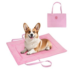Kritter Planet Portable Plush Flannel Dog Bed, Reversible Waterproof Dog Cat Bed Mat with Handles, Indoor Outdoor Use - 1 of 4