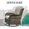 POCASSY Gray Wicker Swivel Rocking Chairs, Oversized Rocker Patio Chairs Rattan Glider Chairs with 4" Thick Seat Cushion - 2 of 4