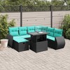vidaXL 8 Piece Garden Sofa Set with Cushions Black Poly Rattan - 2 of 4