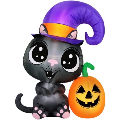 Occasions 4.5' INFLATABLE CAT WITH PUMPKIN, 3.5 ft Tall, Multicolored