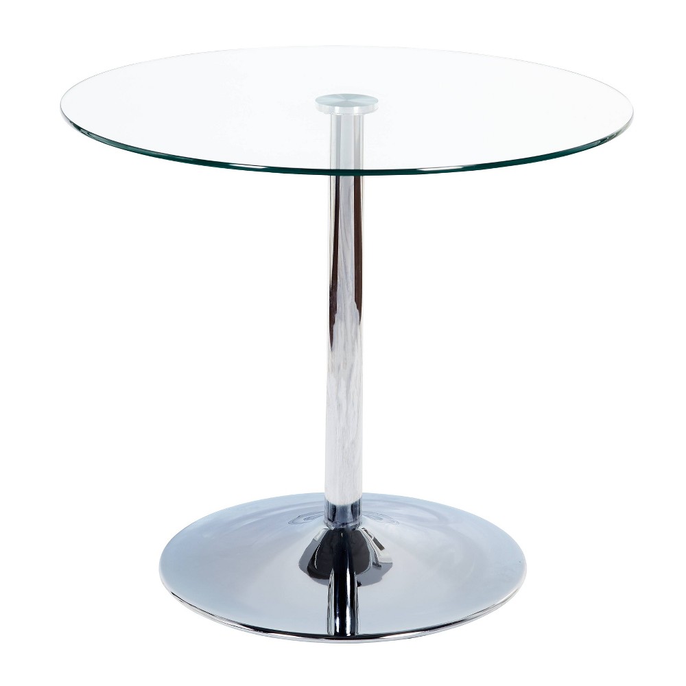 Photos - Dining Table Contemporary Hillboro Round Metal Pedastal Base  Clear - Buyla