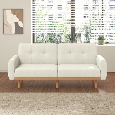 Lycvki 79'' Beige Futon Convertible Sofa for Apartment