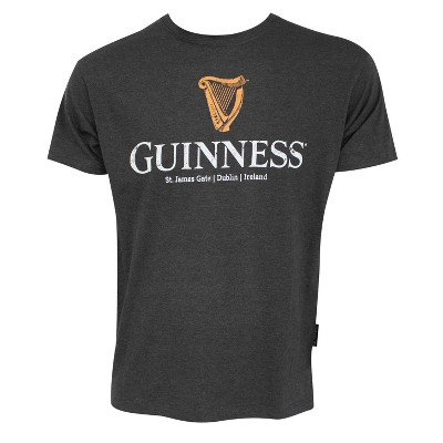 Adult Guinness Classic Harp Logo Charcoal Grey Tee Shirt