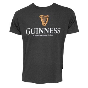 Adult Guinness Classic Harp Logo Charcoal Grey Tee Shirt - 1 of 2