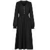 Coolmee Women's Casual V Neck Lantern Long Sleeve Ruffle Smocked Waist Tiered Midi A Line Dress with Button - 2 of 4
