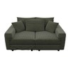 82.7" Plush Corduroy L-Shaped Sectional Sofa, 1 Ottoman, Deep Seat - 4 of 4