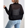 Women's Plus Size Cropped Cardigan Lightweight Hollow Out Long Sleeves Crochet Summer Short Shrugs Cardigan Sweater - 3 of 4