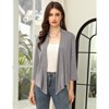 Coolmee Women's Casual 3/4 Sleeve Tie Open Front Cardigans Sheer Draped Ruffles Cardigan - 2 of 4