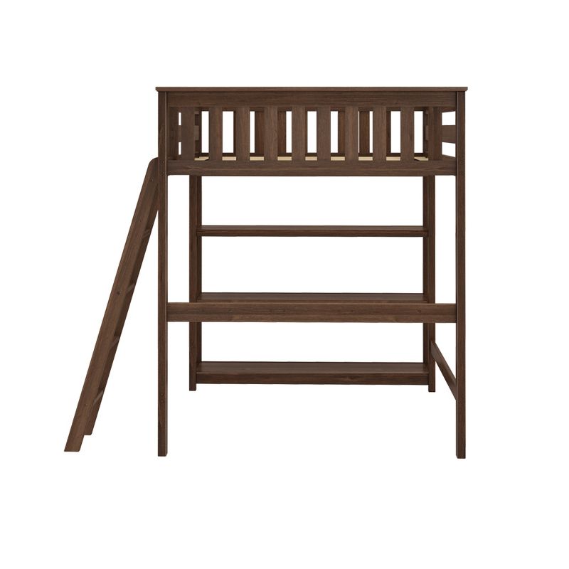 Max & Lily Full Size High Loft Bed with Ladder and Bookcase, Solid Wood Frame, Space Saving, 400 lbs Weight Capacity, Easy Assembly, 3 of 5