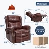 Genuine Leather Swivel Recliner Chair, Manual Rocker Recliner Chair with Heat and Massage, Living Room Single Lounge Sofa Chair-Koiai - 4 of 4