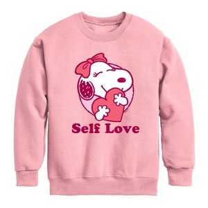 Boys' - Peanuts - Self Love Belle Graphic Long Sleeve Fleece Sweatshirt - 1 of 4