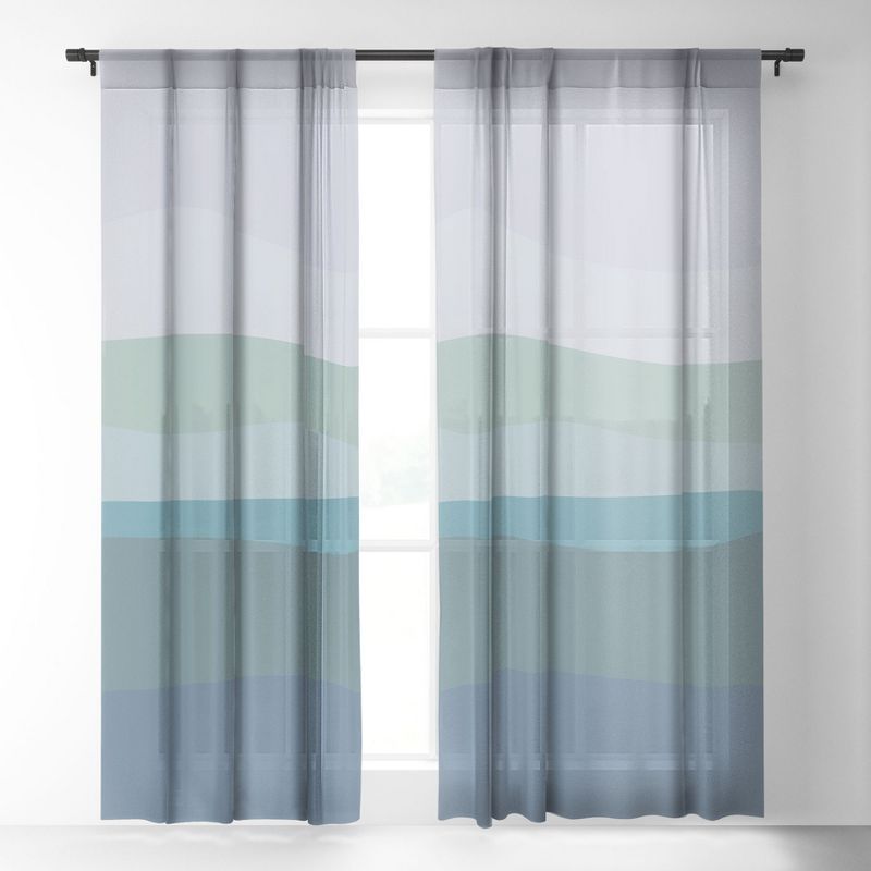 June Journal Calming Ocean Waves in Soft Du Single Panel Sheer Window Curtain - Deny Designs, 2 of 7