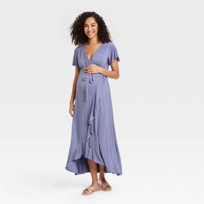 Image of Flutter Short Sleeve Knit Maternity Dress - Isabel Maternity by Ingrid & Isabel™  Blue S