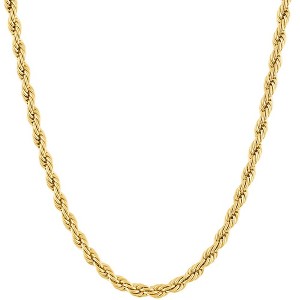 KISPER 18k Gold Hip Hop Rope Chain Necklace – 5mm Thick Gold Plated Stainless Steel Jewelry for Women & Men with Lobster Clasp - 1 of 4