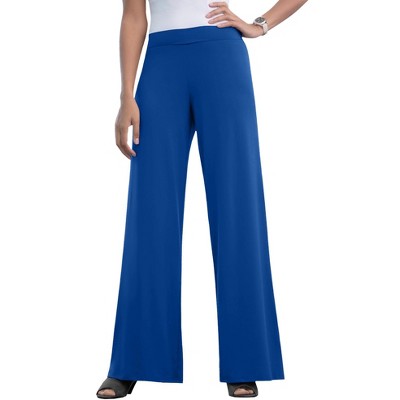 Jessica London Women's Plus Size Knit Palazzo Pant Wide Leg Stretch Dress  Pants - 22/24, Dark Sapphire Blue : Target