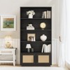 5-Tier Bookshelf with Rattan Doors, Boho Wooden Bookcase and Storage Cabinet, Tall Large Bookshelf for Living Room - 3 of 4