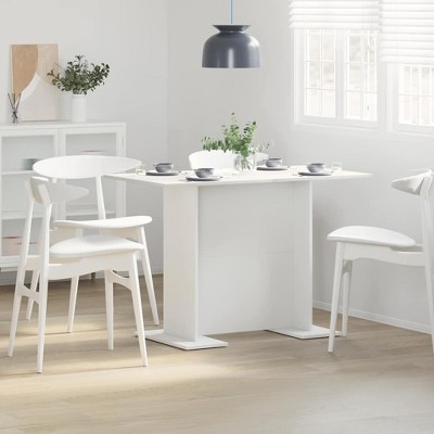 Clihome Natural Wood Dining Table for 6, Rectangular Table with Unique Dual-Panel Top and Modern Design for Family Gatherings