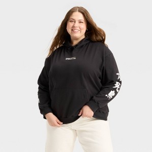 Women's Strength in Power Graphic Hoodie Sweatshirt - Black - 1 of 3