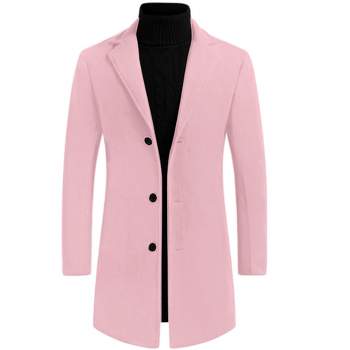Lars Amadeus Men's Slim Fit Winter Notched Lapel Single Breasted Long Jacket Overcoat