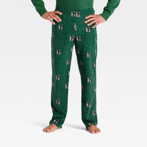 Men's Dalmatian Microfleece Holiday Matching Family Pajama Pants - Wondershop™ Green - 1 of 4