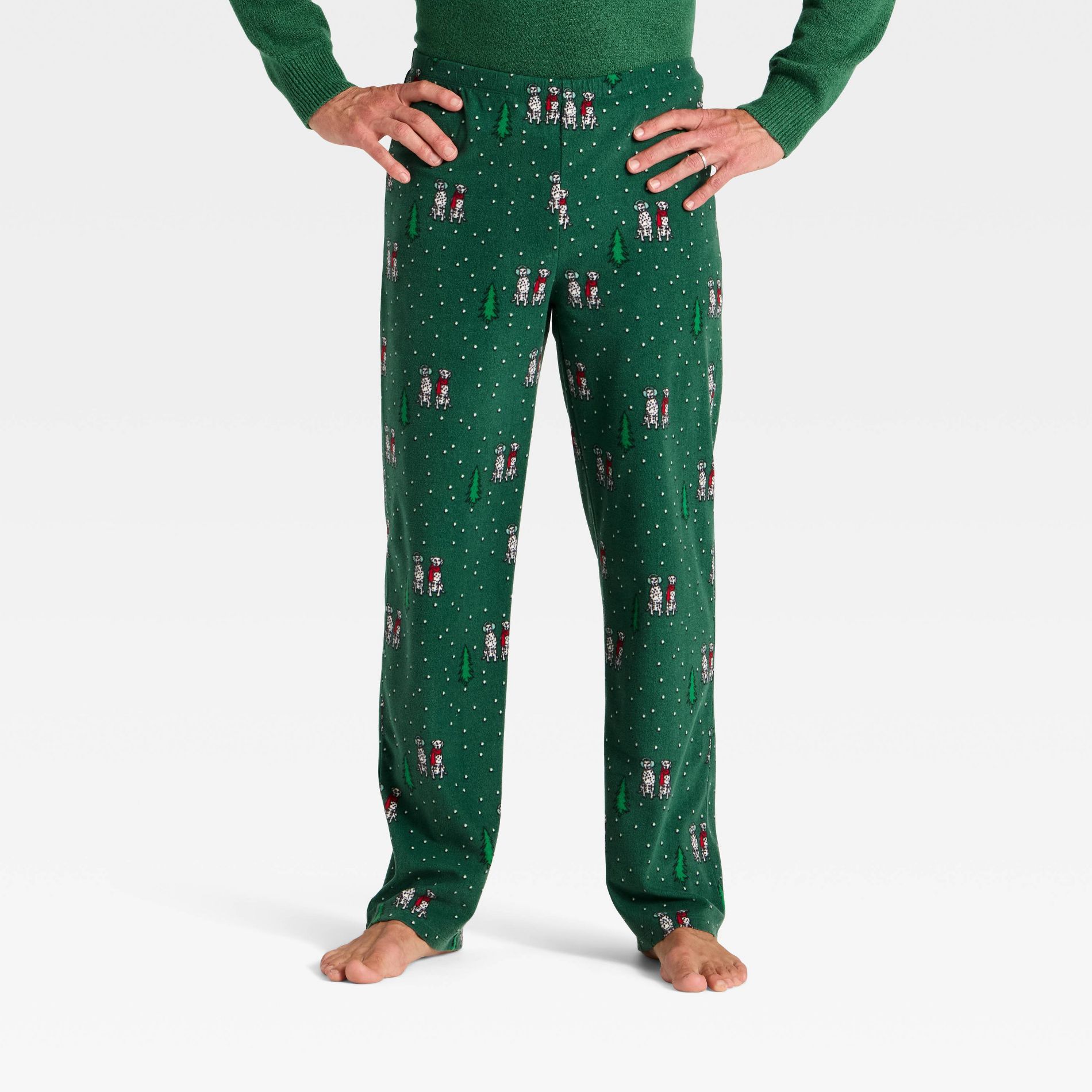 Men's Dalmatian Microfleece Holiday Matching Family Pajama Pants - Wondershop™ Green
