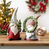 Holiday Gnome Figurines with Pine Tree & Wreath Accents – 8"H & 10.75"H Polyresin Christmas Decor Set of 2 By Melrose - 4 of 4