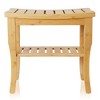 Casafield Bamboo Bathroom Bench Spa Stool, Curved Seat with Storage Shelf - 2 of 4