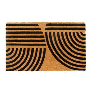 Entryways 30"x18" Concentric All-Natural Coconut Fibers Door Mat Black and Natural: PVC-Backed, Geometric, Indoor/Outdoor - 1 of 3