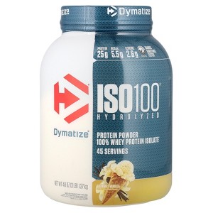 Dymatize Nutrition ISO100 Hydrolyzed, 100% Whey Protein Isolate, Gourmet Vanilla, 3 lb (1.4 kg), Sports Nutrition Supplements - 1 of 4