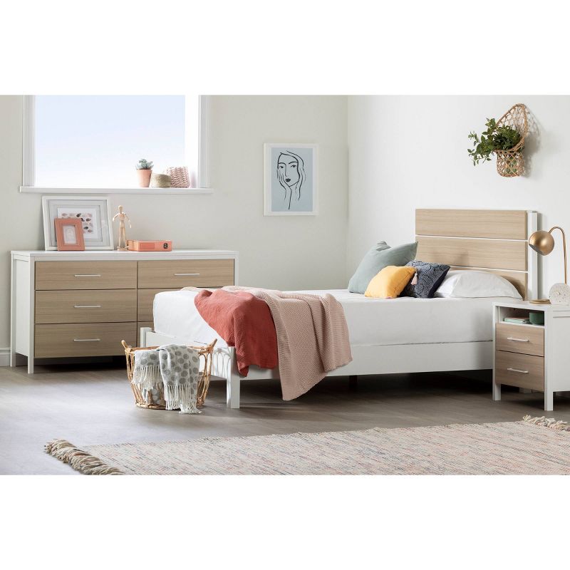 Full Munich Platform Bed with Headboard White/Soft Elm - South Shore, 4 of 9