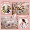 Sapphtopaz Wooden House Floor Bed Frame for Kids with Roof & Guardrails Double Platform Bed for Kids Bedroom, Playroom, Nursery - 2 of 4