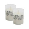 Lumabase 2ct Battery Operated LED Glass Candles with Moving Flame Silver Garland - 2 of 4