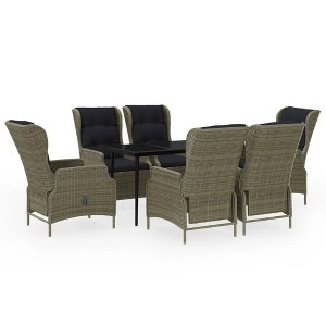 vidaXL Patio Dining Set Outdoor Dining Set Table and Chair Set for Garden - Brown 55.1" Table Length 6 Items - 1 of 4