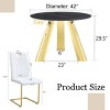 Infurnic Dining Sets Round Table Paired with Six Uniquely designed White Dining Chairs With Golden Metal Leg , White, 42"*42"*29.5" - 3 of 4