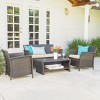 GDFStudio Clearwater Outdoor Wicker 4 Seater Chat Set with Cushions - 2 of 4