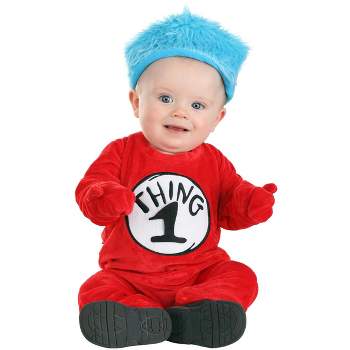 HalloweenCostumes.com 0-3 Months   Dr. Seuss Thing 1 & Thing 2 Onesie Costume Infant., Red/White/Blue