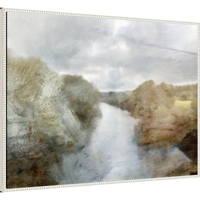 42" x 32" Abstract Landscape Canvas Wall Art with White Frame