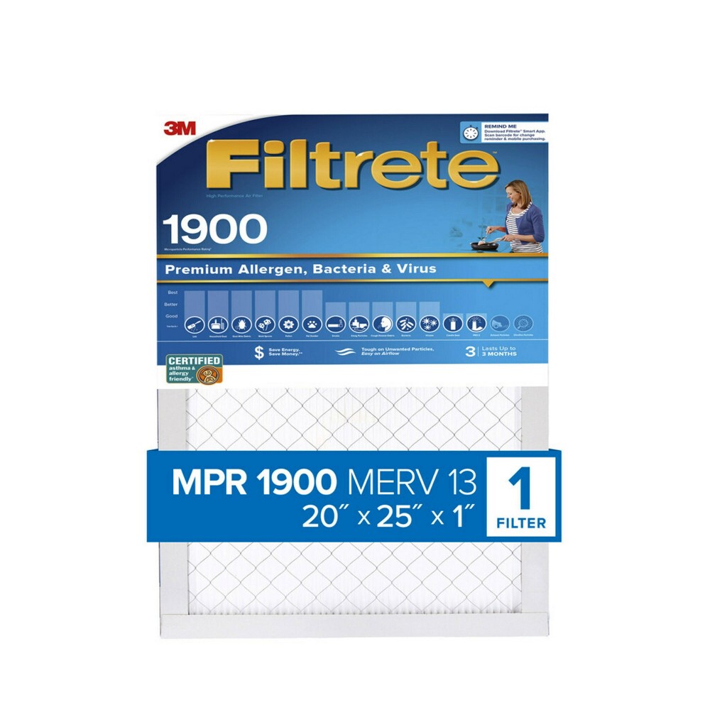 Filtrete 20x25x1 Premium Allergen Bacteria and Virus Air Filter 1900 MPR