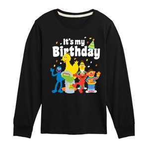 Boys' - Sesame Street - Group Its My B Day Long Sleeve Graphic T-Shirt - 1 of 3