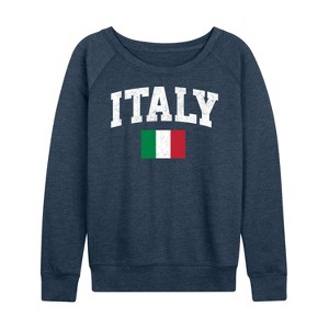 Women's - Instant Message - Italy Flag Lightweight French Terry Wide Neck Long Sleeve Graphic Shirt - 1 of 4