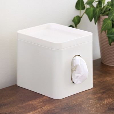 iDesign Recycled Plastic Facial Tissue Box Cover with Storage Tray, The Cade Collection - Thumbnail 3