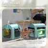 Yukimo 20"H Dual-Compartment Pet Carrier - Foldable Soft-Sided Travel Carrier with Divider, Soft Cushions & Storage Bag (Green) - 3 of 4
