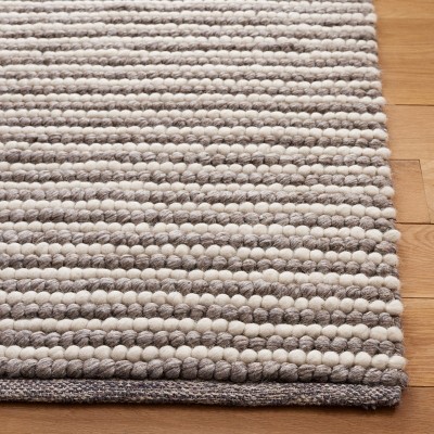 Handmade Ivory and Dark Brown Wool Accent Rug, 2' x 3'