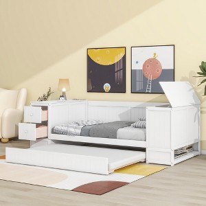 YOOCOZZ Twin Size Daybed with Trundle, Multi-Storage Cabinets and Drawers and Charging Ports - 1 of 4