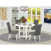 5-Piece Linen White Finish Solid Wood Top-Round Dining Room Set -Seats 4 - 2 of 4